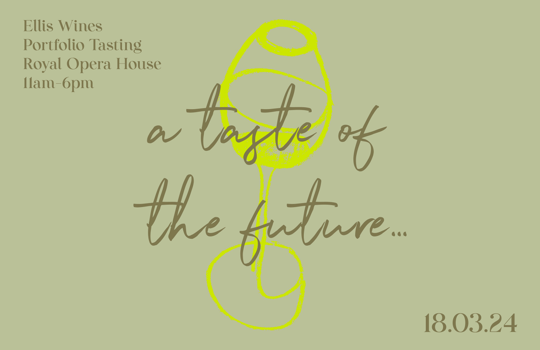 Hand-drawn wine glass "A Taste of the Future" Ellis Wines, Royal Opera House, 18.03.24