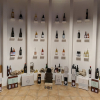 Wine bottles on display wall