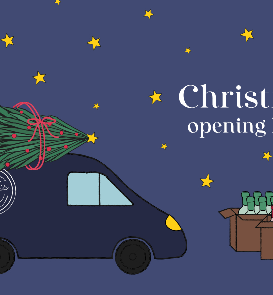 Christmas Opening Hours - Delivery Van with Christmas Tree
